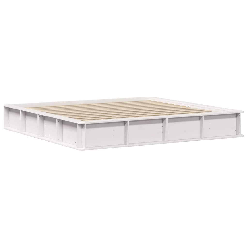 vidaXL Bed Frame White 200 x 200 cm Solid Pine Wood