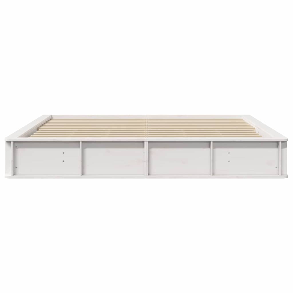 vidaXL Bed Frame White 200 x 200 cm Solid Pine Wood