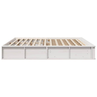vidaXL Bed Frame White 200 x 200 cm Solid Pine Wood
