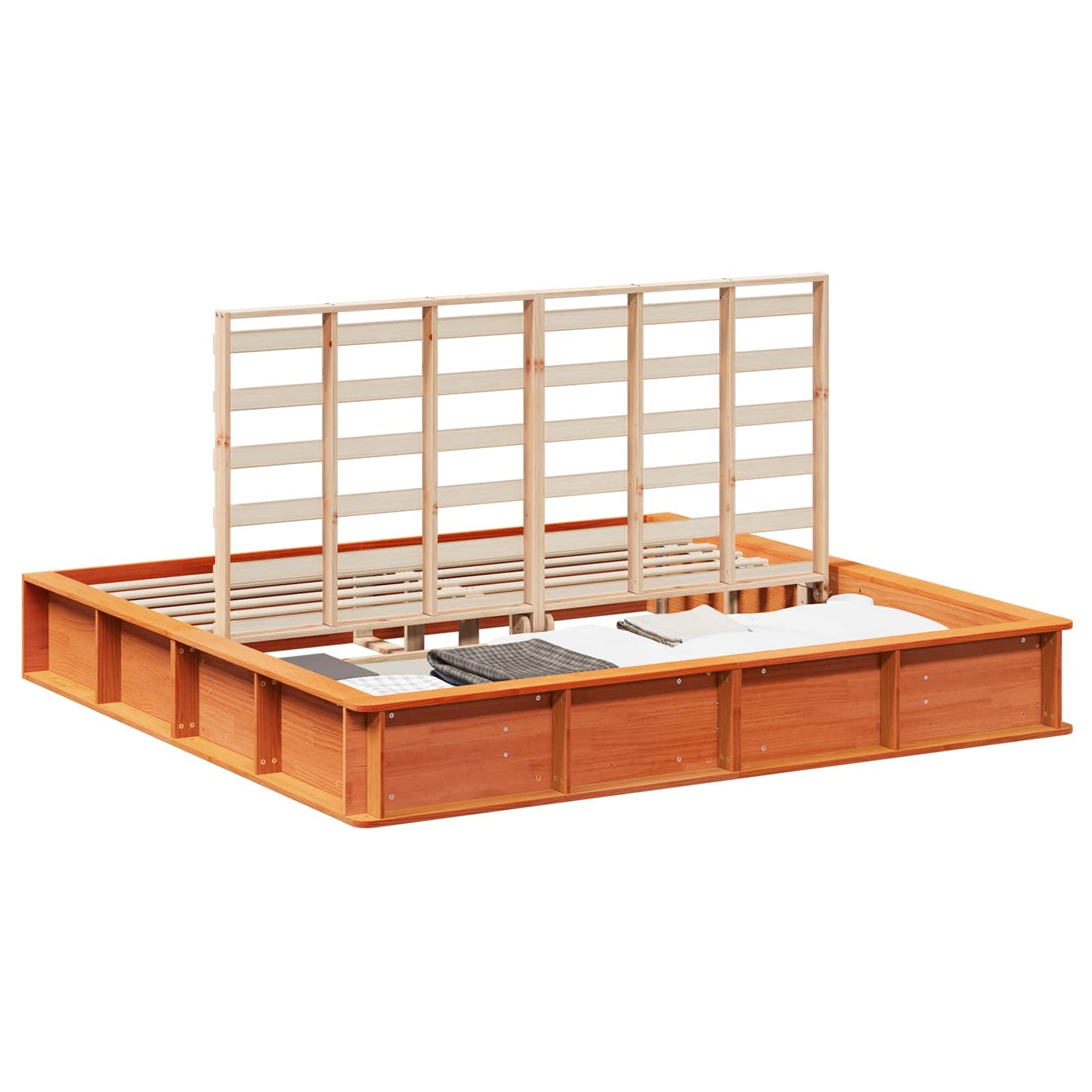 vidaXL Bed Frame Wax Brown 200 x 200 cm Solid Pine Wood