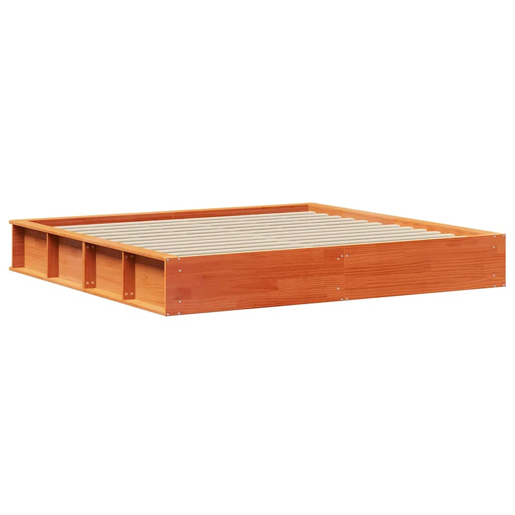 vidaXL Bed Frame Wax Brown 200 x 200 cm Solid Pine Wood