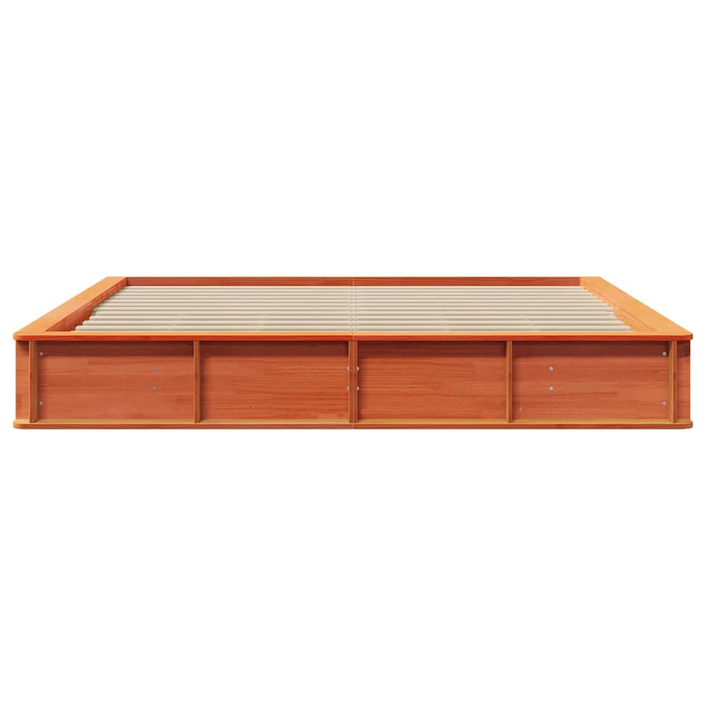 vidaXL Bed Frame Wax Brown 200 x 200 cm Solid Pine Wood