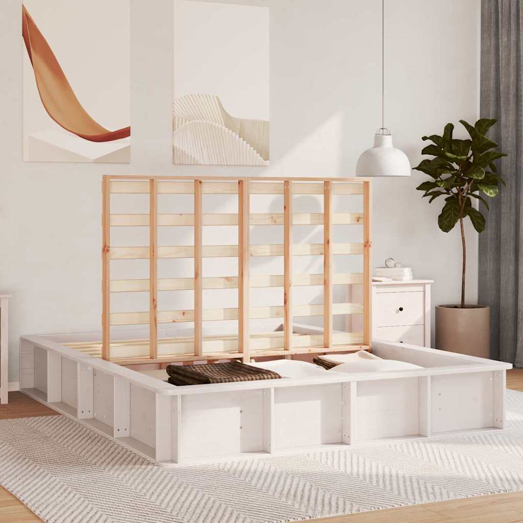 vidaXL Bed Frame White 160 x 200 cm Solid Pine Wood