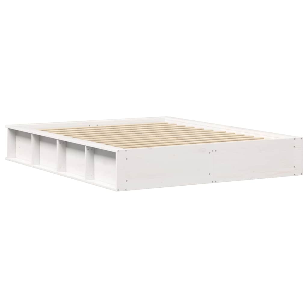 vidaXL Bed Frame White 160 x 200 cm Solid Pine Wood