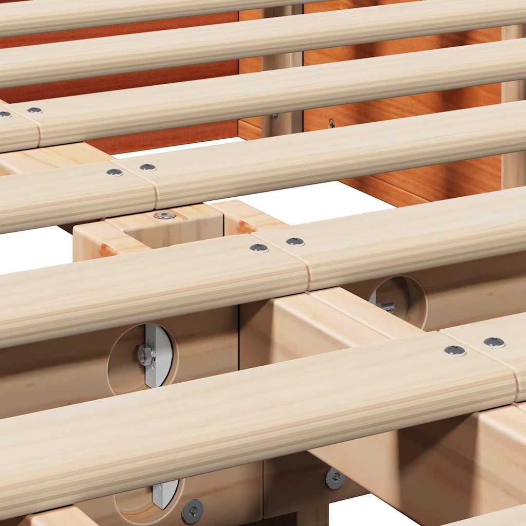vidaXL Bed Frame Wax Brown 160 x 200 cm Solid Pine Wood