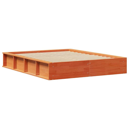 vidaXL Bed Frame Wax Brown 160 x 200 cm Solid Pine Wood