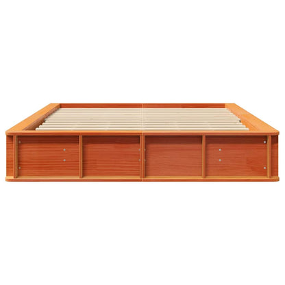 vidaXL Bed Frame Wax Brown 160 x 200 cm Solid Pine Wood