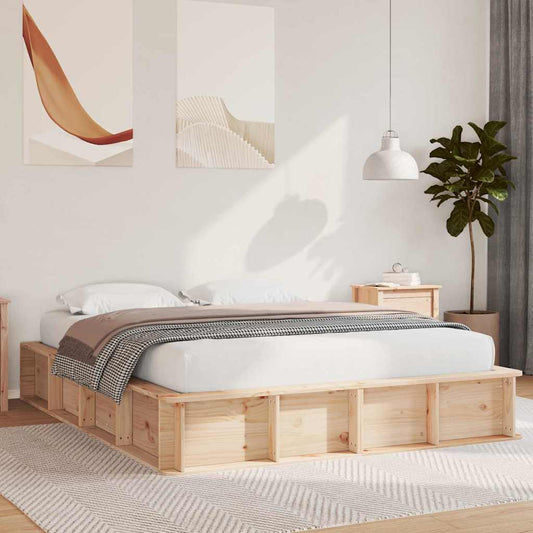 vidaXL Bed Frame Brown 150 x 200 cm Solid Pine Wood