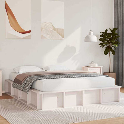 vidaXL Bed Frame White 150 x 200 cm Solid Pine Wood
