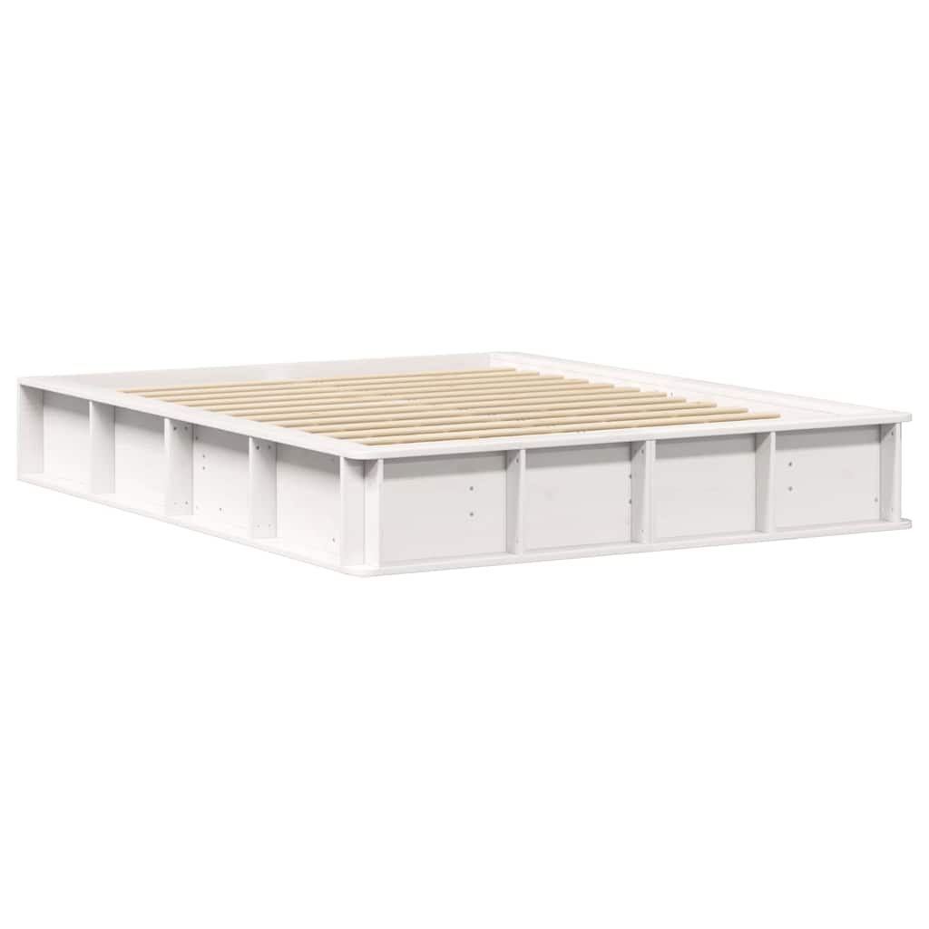 vidaXL Bed Frame White 150 x 200 cm Solid Pine Wood