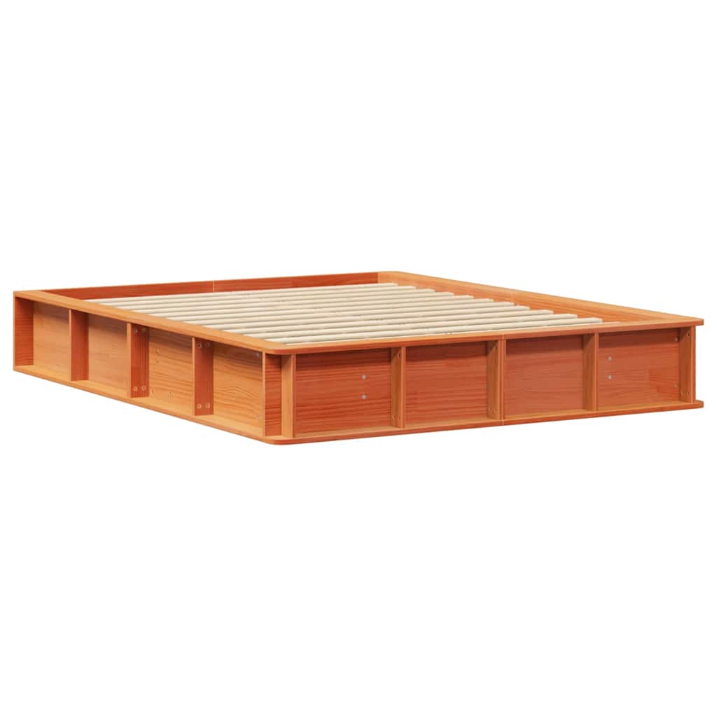 vidaXL Bed Frame Wax Brown 150 x 200 cm Solid Pine Wood