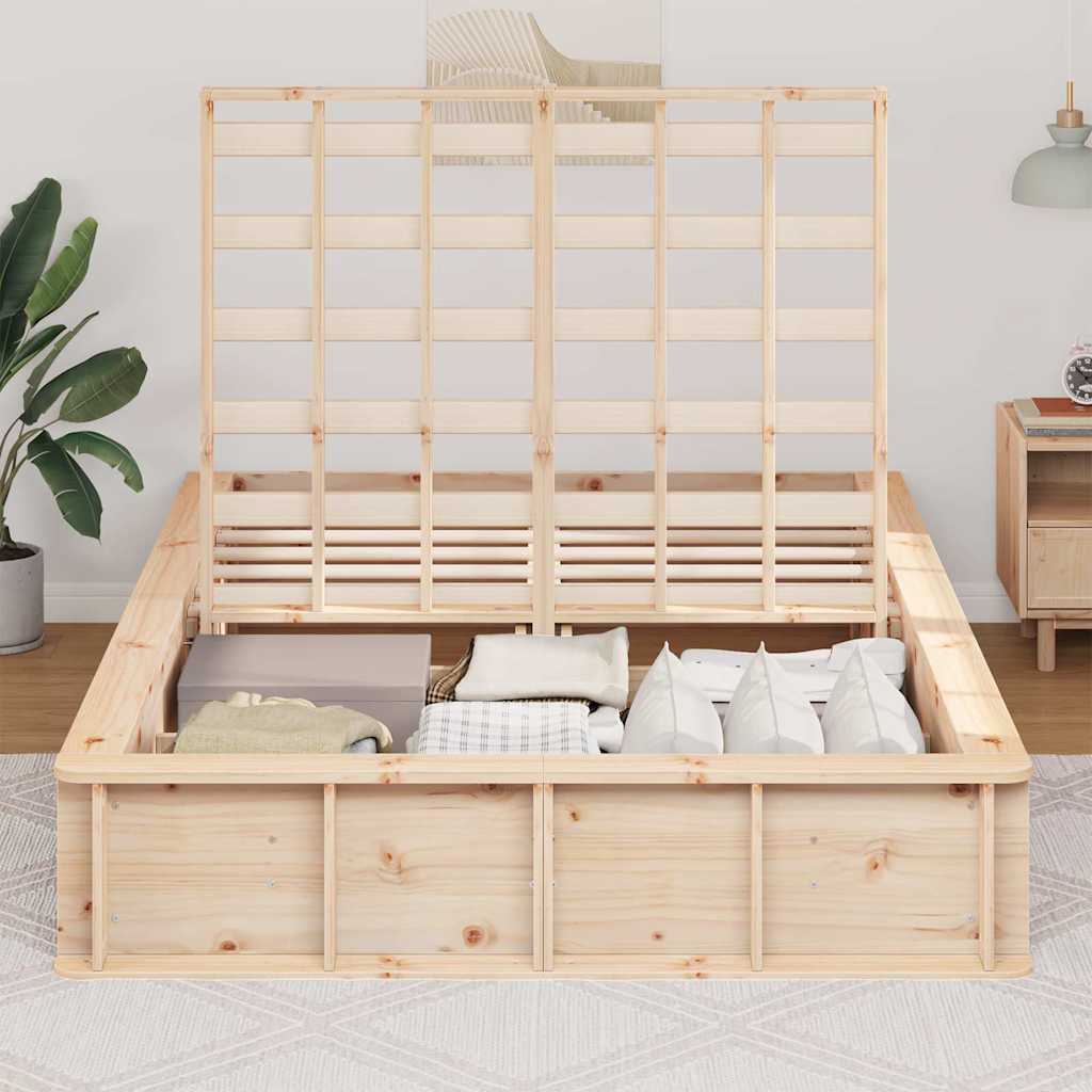 vidaXL Bed Frame Brown 140 x 200 cm Solid Pine Wood