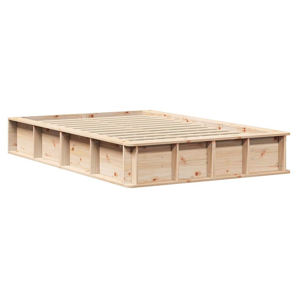 vidaXL Bed Frame Brown 140 x 200 cm Solid Pine Wood