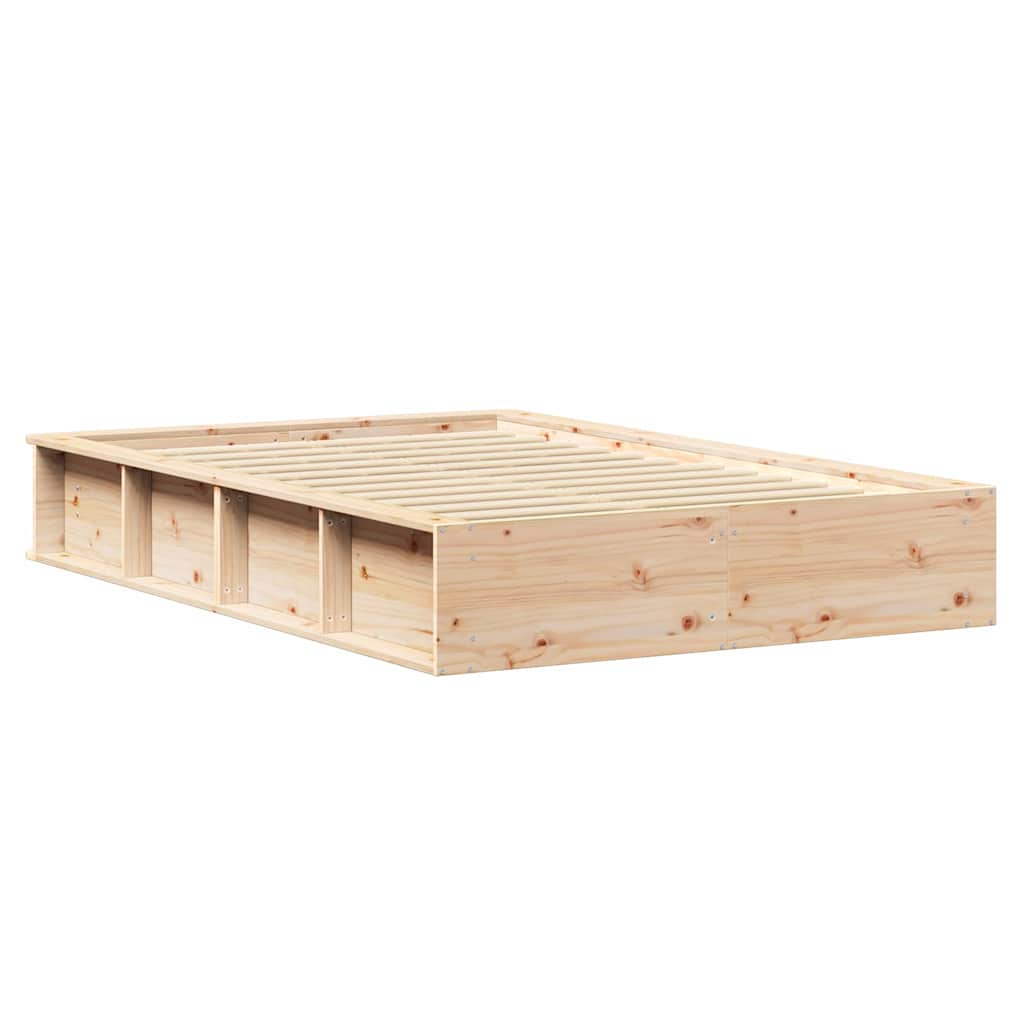 vidaXL Bed Frame Brown 140 x 200 cm Solid Pine Wood