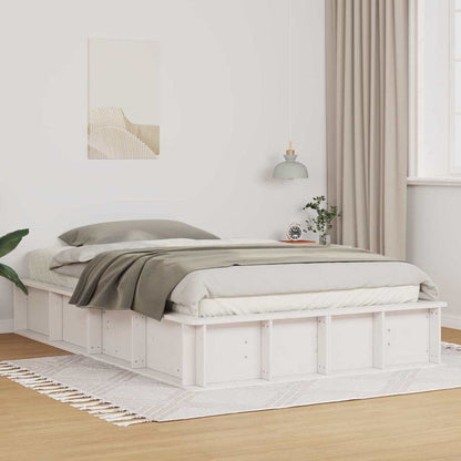 vidaXL Bed Frame White 140 x 200 cm Solid Pine Wood