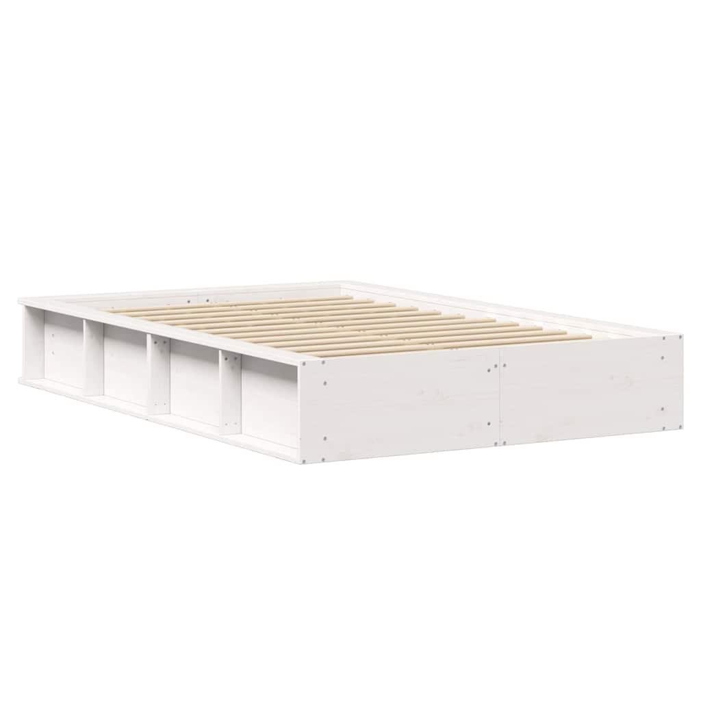 vidaXL Bed Frame White 140 x 200 cm Solid Pine Wood