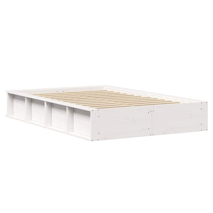 vidaXL Bed Frame White 140 x 200 cm Solid Pine Wood