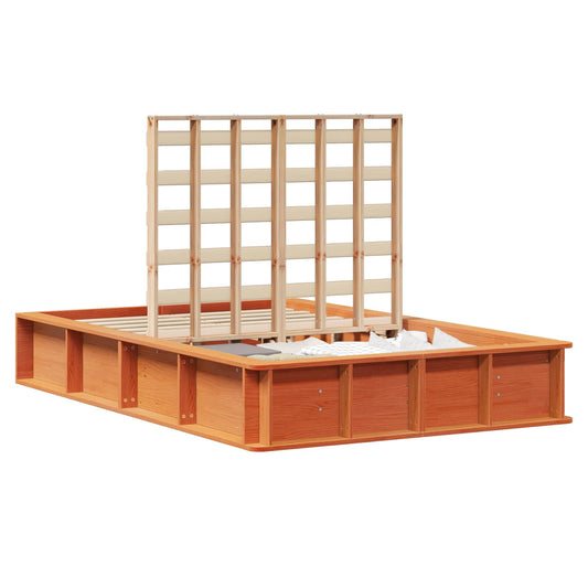 vidaXL Bed Frame Wax Brown 140 x 200 cm Solid Pine Wood
