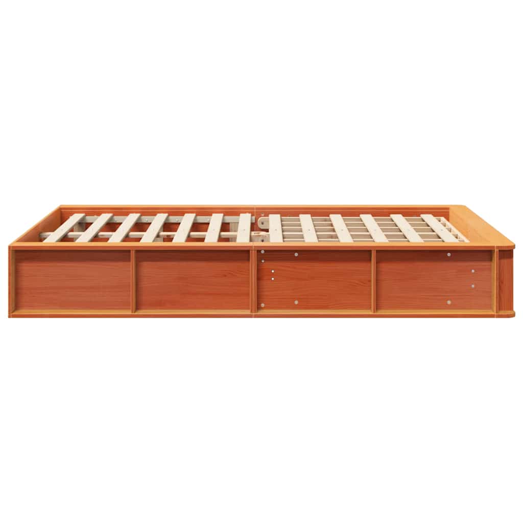 vidaXL Bed Frame Wax Brown 140 x 200 cm Solid Pine Wood