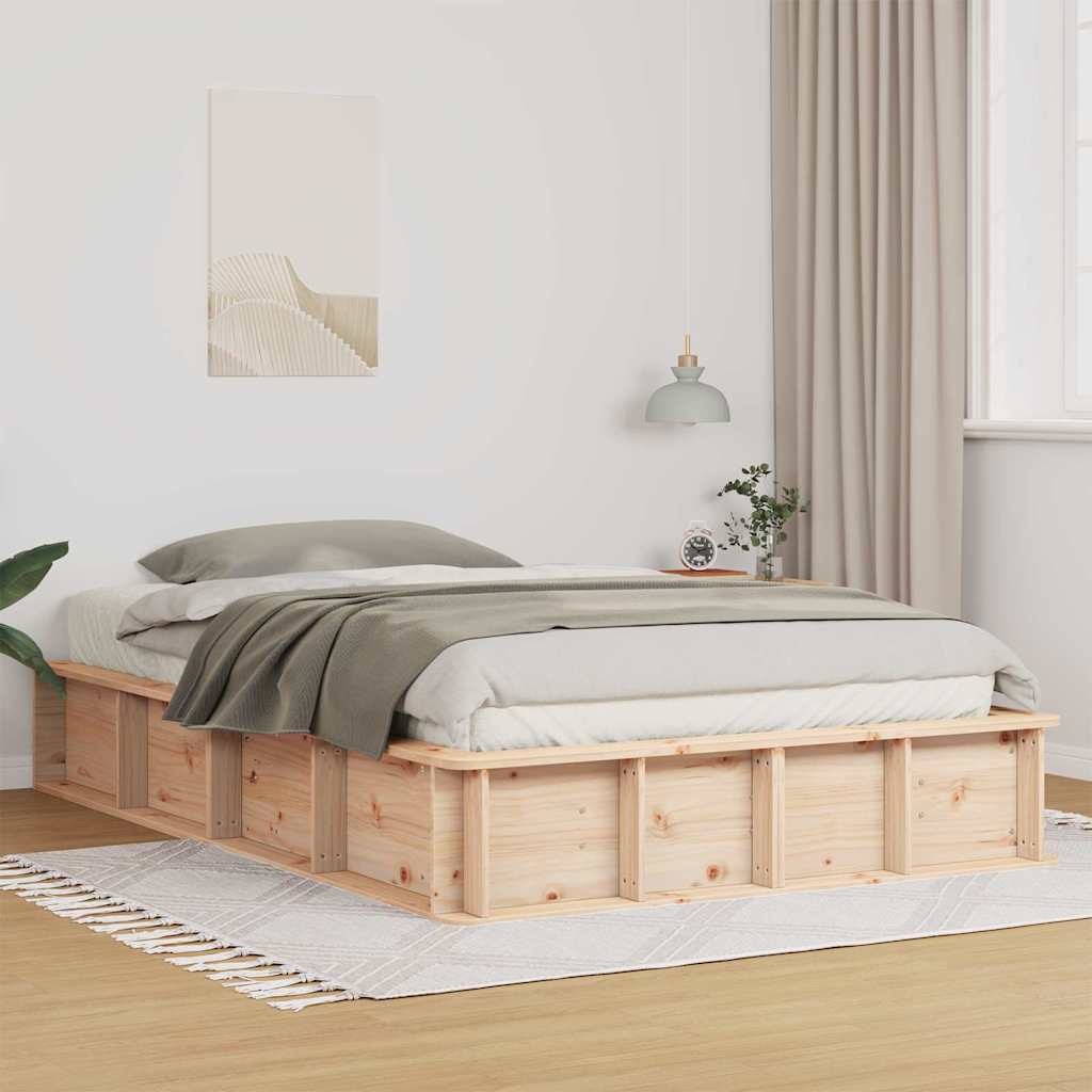 vidaXL Bed Frame Brown 120 x 200 cm Solid Pine Wood