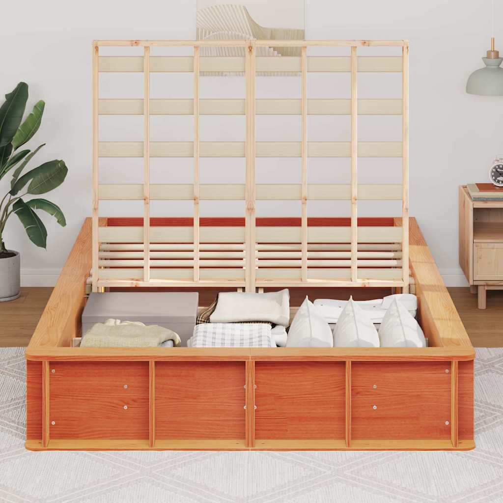vidaXL Bed Frame Wax Brown 120 x 200 cm Solid Pine Wood