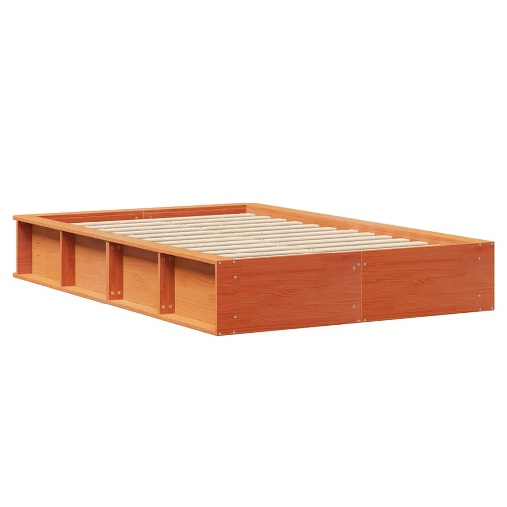 vidaXL Bed Frame Wax Brown 120 x 200 cm Solid Pine Wood