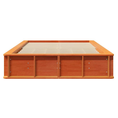 vidaXL Bed Frame Wax Brown 120 x 200 cm Solid Pine Wood