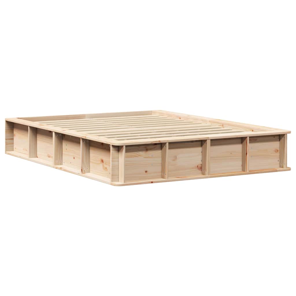 vidaXL Bed Frame Brown 140 x 190 cm Solid Pine Wood