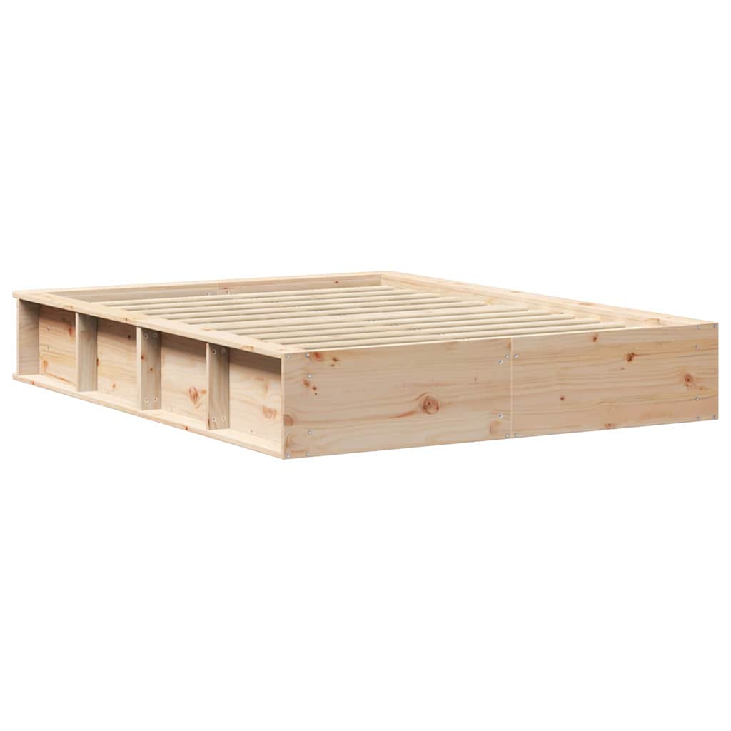 vidaXL Bed Frame Brown 140 x 190 cm Solid Pine Wood