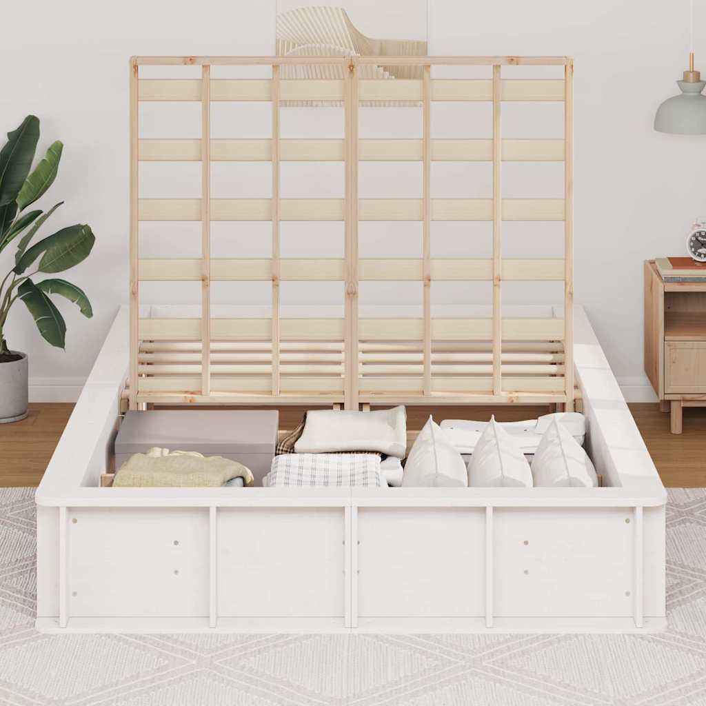 vidaXL Bed Frame White 140 x 190 cm Solid Pine Wood