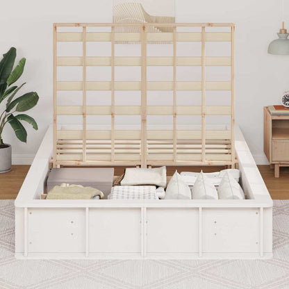 vidaXL Bed Frame White 140 x 190 cm Solid Pine Wood