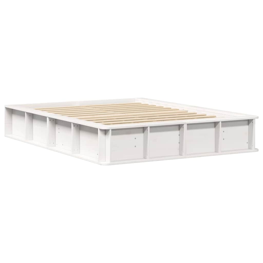 vidaXL Bed Frame White 140 x 190 cm Solid Pine Wood