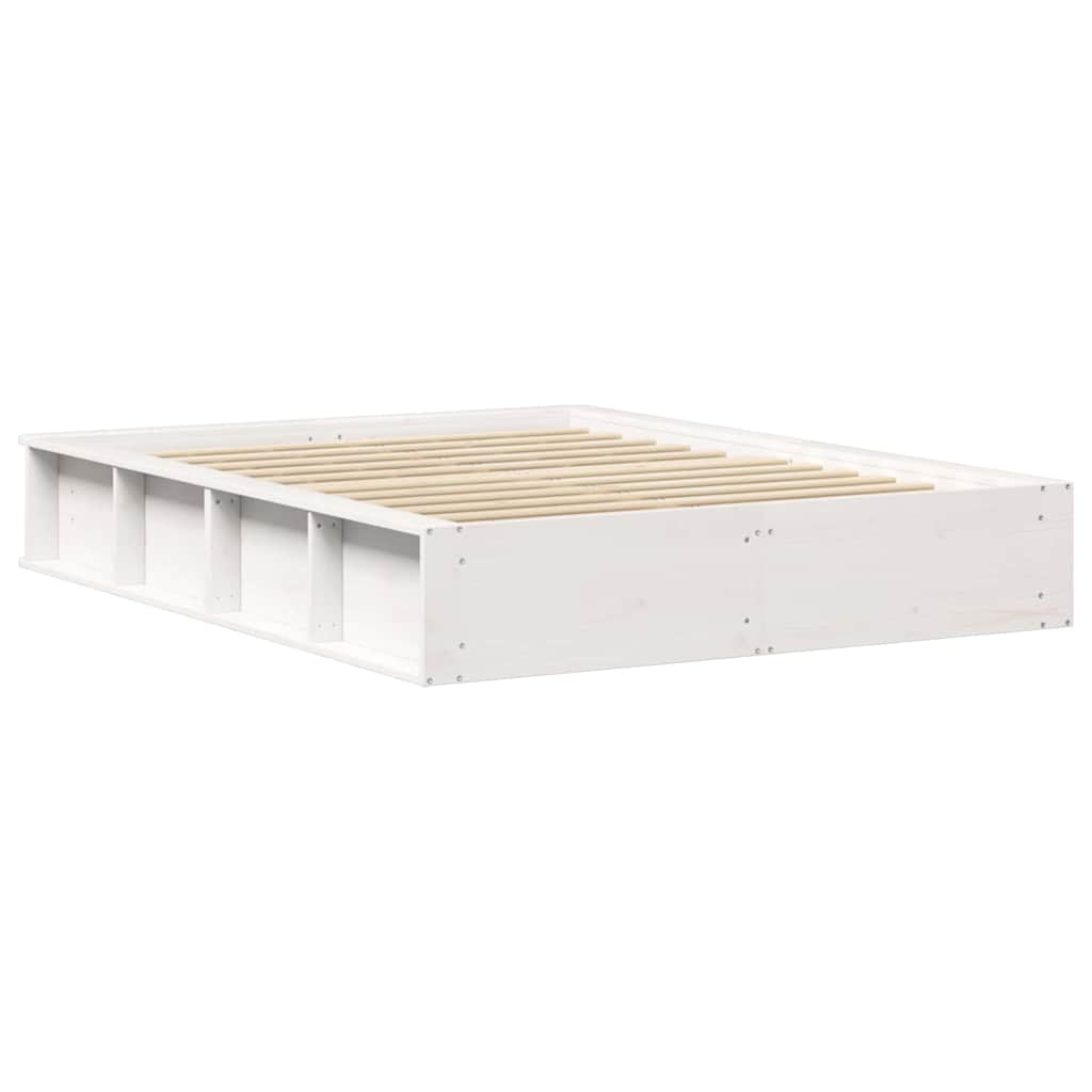 vidaXL Bed Frame White 140 x 190 cm Solid Pine Wood