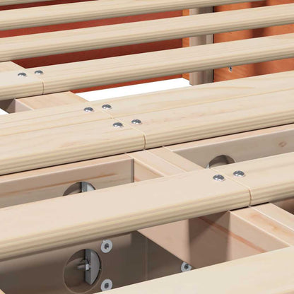 vidaXL Bed Frame Wax Brown 140 x 190 cm Solid Pine Wood