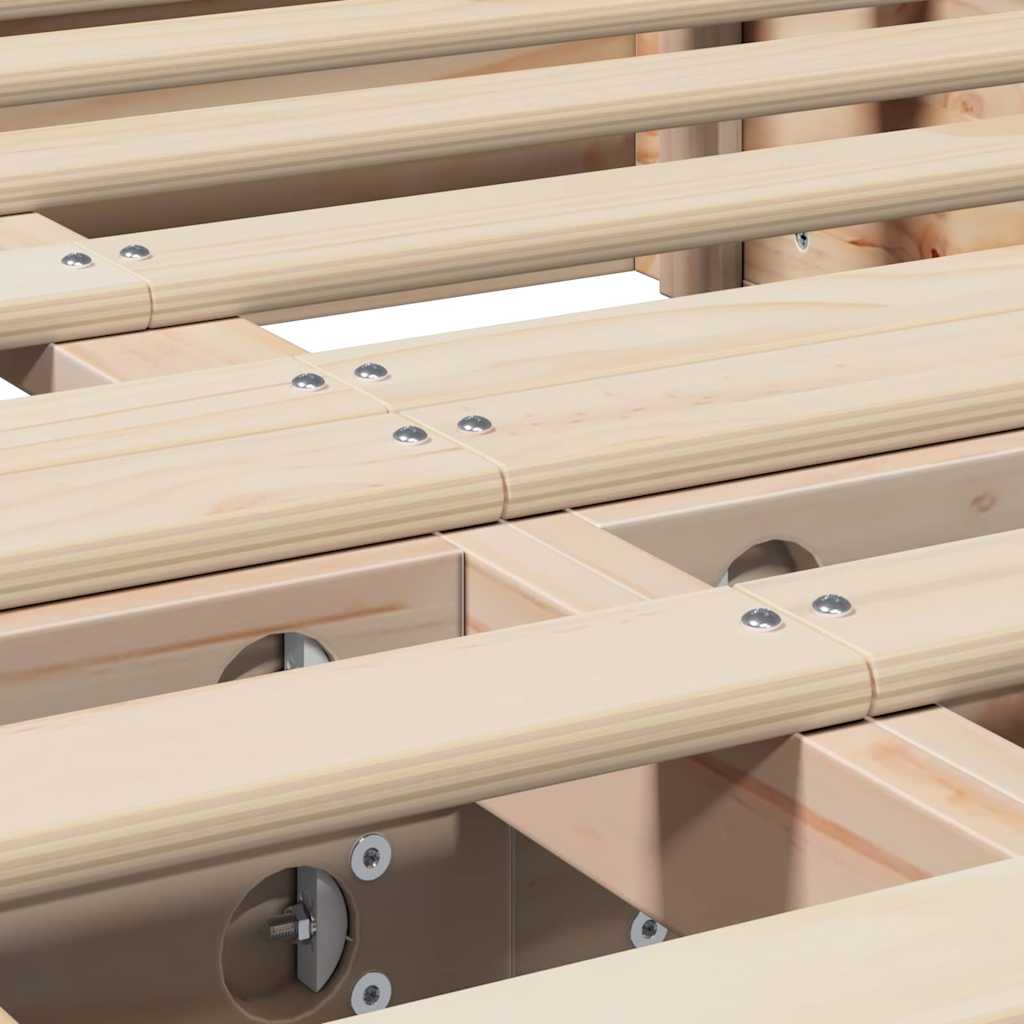 vidaXL Bed Frame Brown 135 x 190 cm Solid Pine Wood