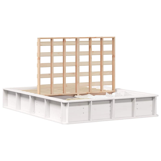vidaXL Bed Frame White 135 x 190 cm Solid Pine Wood