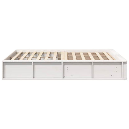 vidaXL Bed Frame White 135 x 190 cm Solid Pine Wood