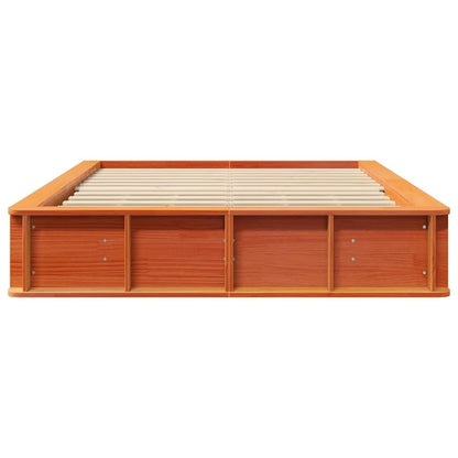vidaXL Bed Frame Wax Brown 135 x 190 cm Solid Pine Wood