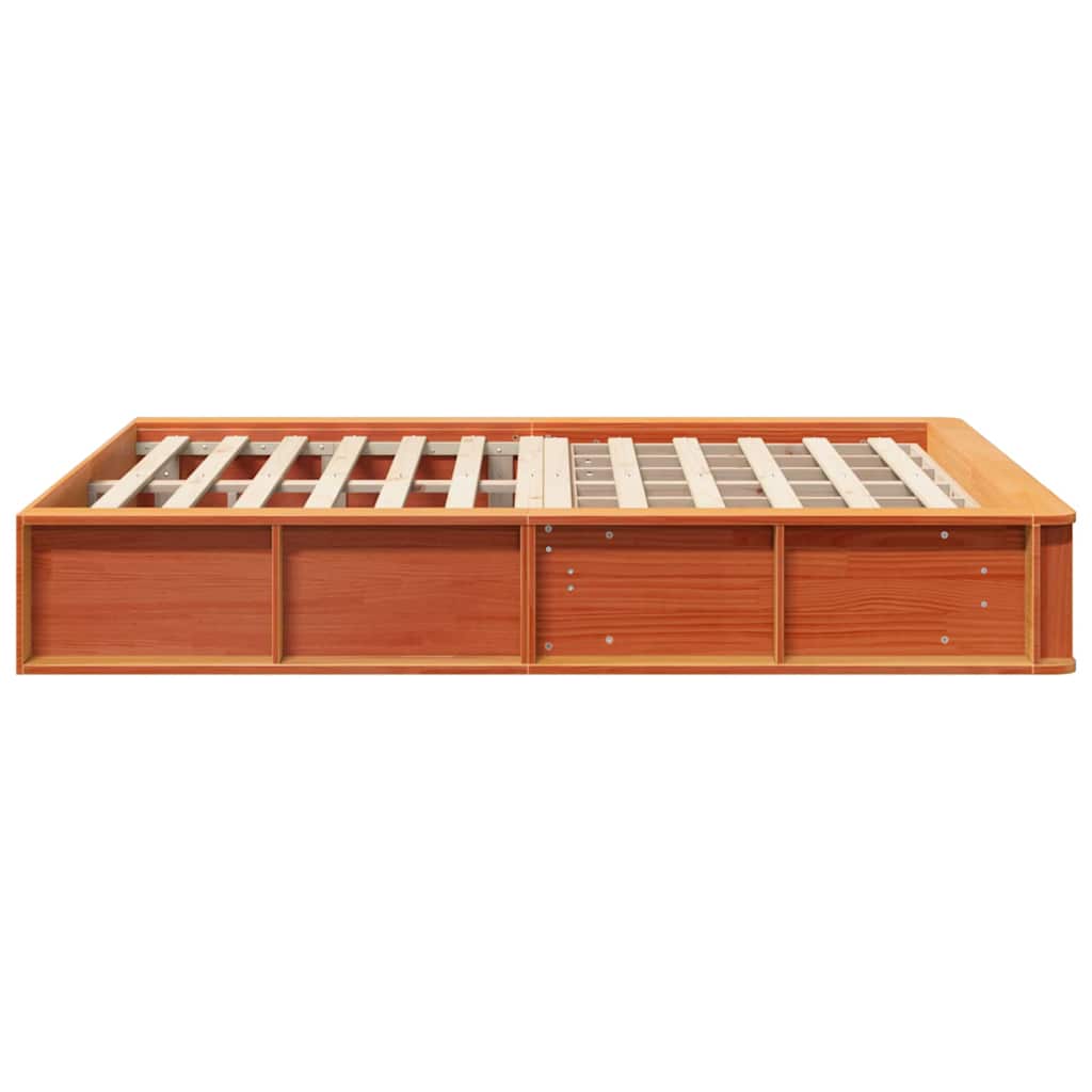 vidaXL Bed Frame Wax Brown 135 x 190 cm Solid Pine Wood
