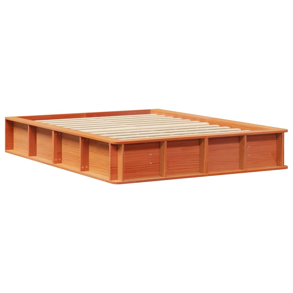 vidaXL Bed Frame Wax Brown 120 x 190 cm Solid Pine Wood