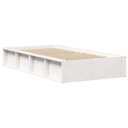 vidaXL Bed Frame White 100 x 200 cm Solid Pine Wood