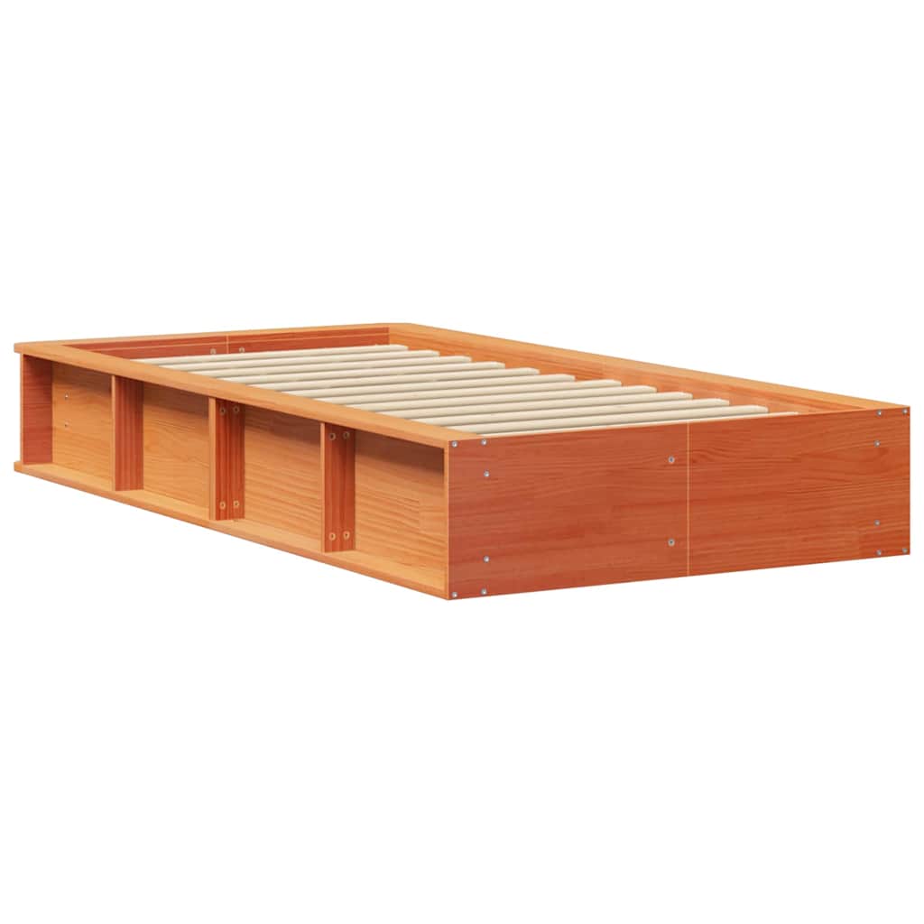 vidaXL Bed Frame Wax Brown 100 x 200 cm Solid Pine Wood