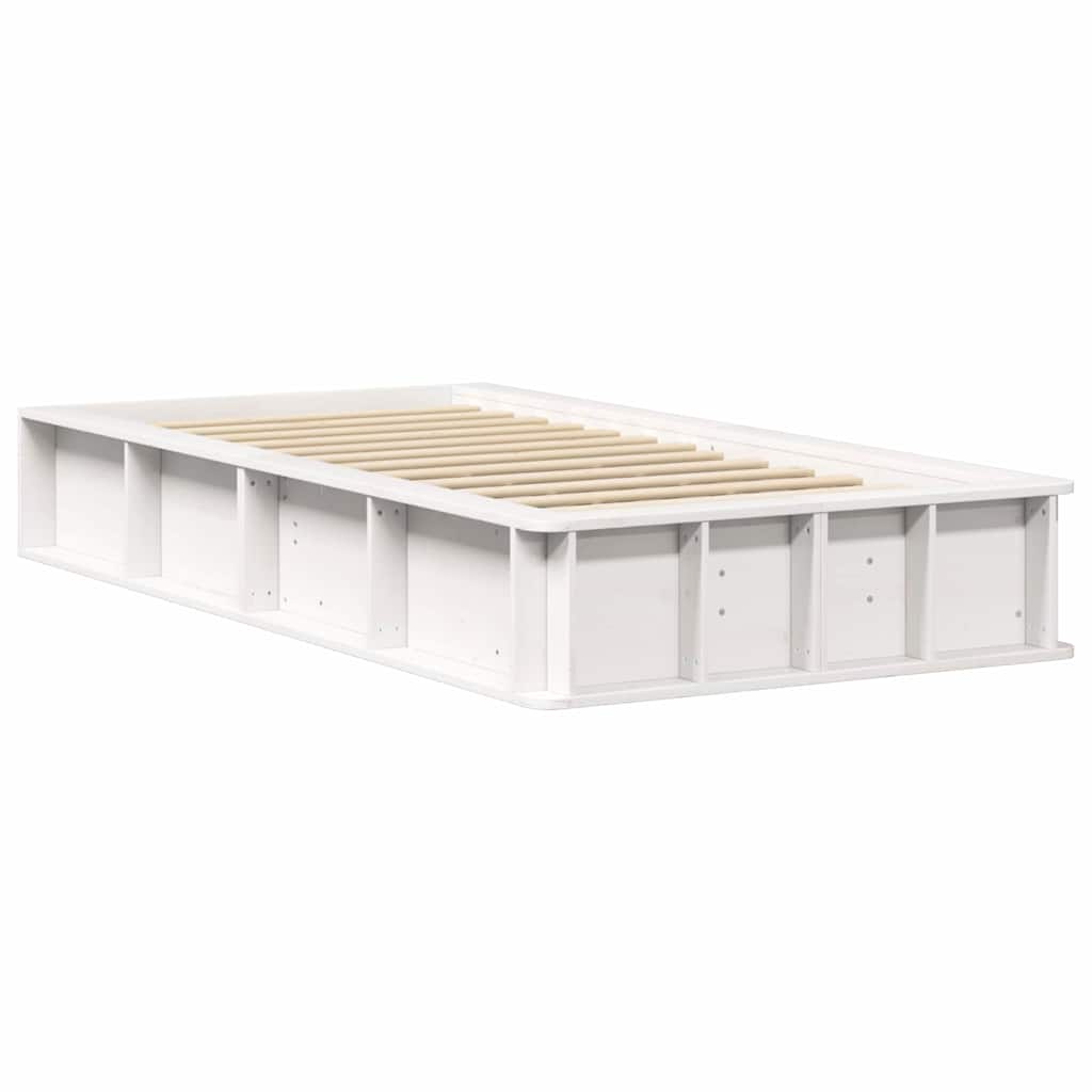 vidaXL Bed Frame White 90 x 200 cm Solid Pine Wood