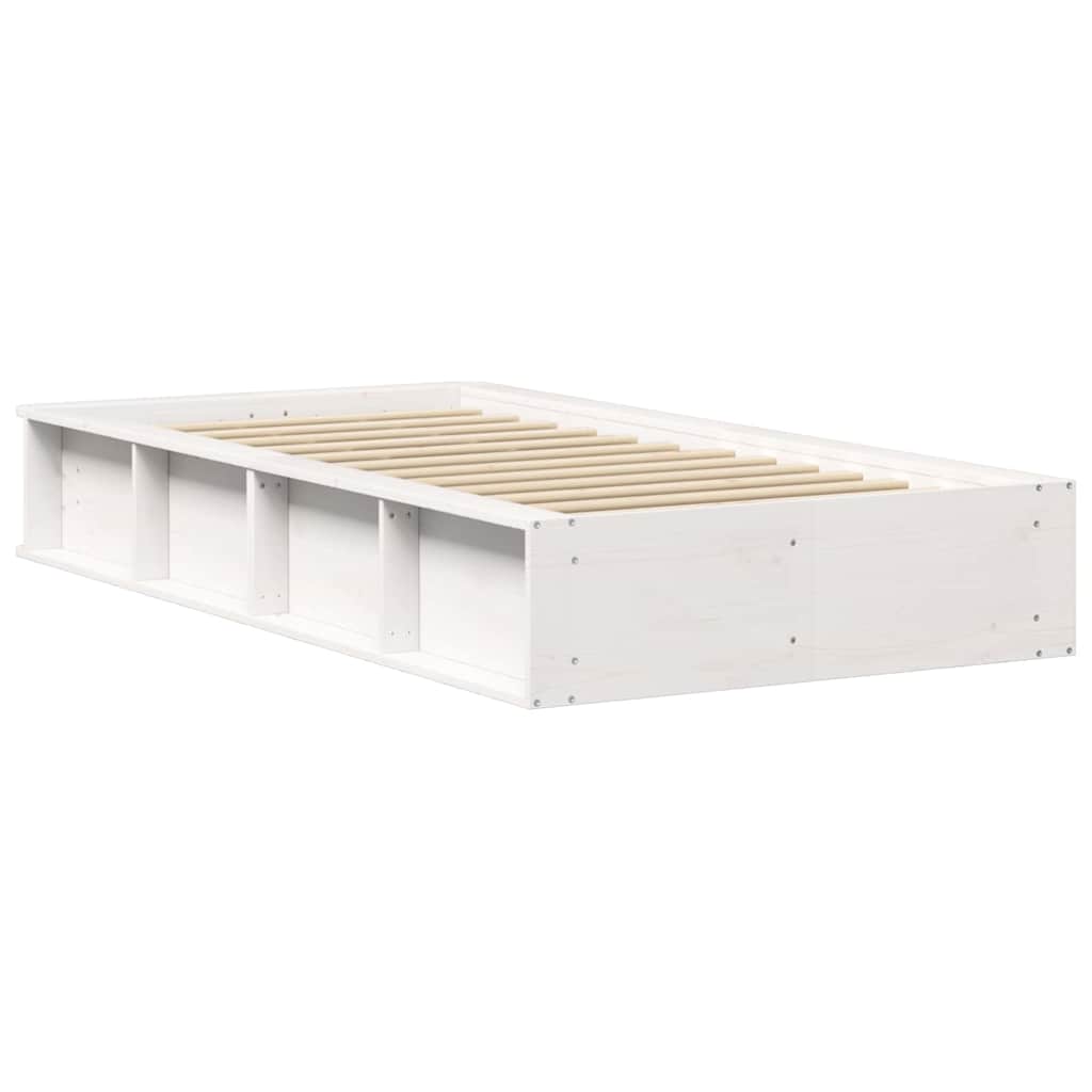 vidaXL Bed Frame White 90 x 200 cm Solid Pine Wood