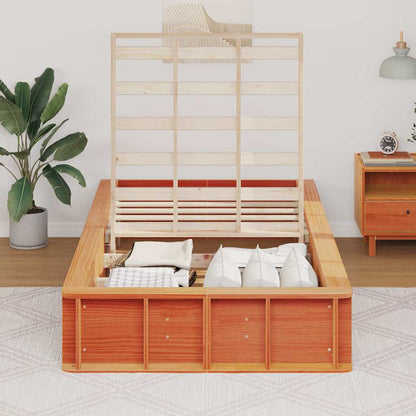vidaXL Bed Frame Wax Brown 90 x 200 cm Solid Pine Wood