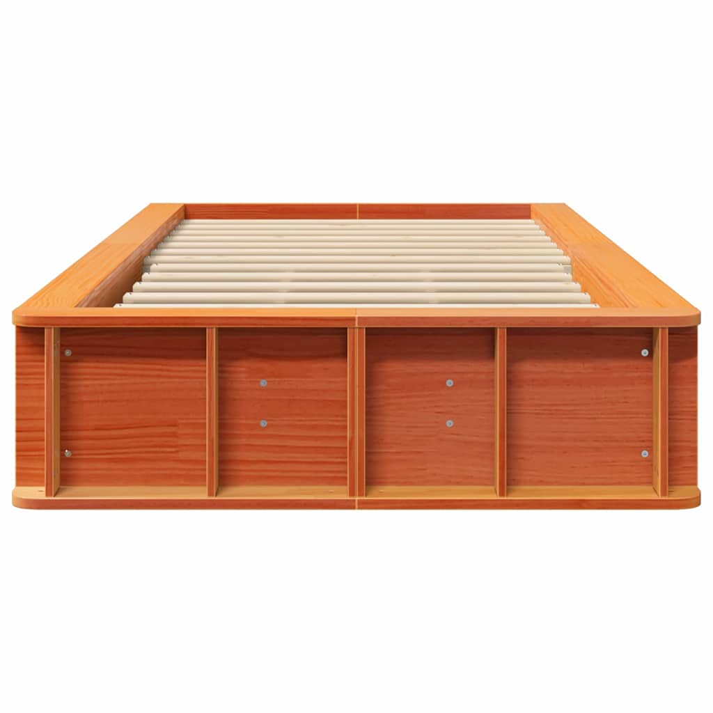 vidaXL Bed Frame Wax Brown 90 x 200 cm Solid Pine Wood