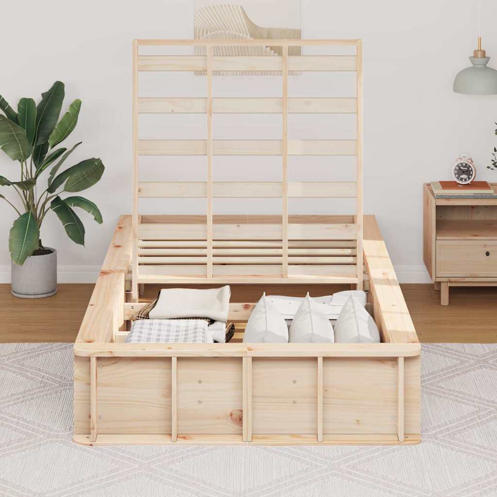 vidaXL Bed Frame Brown 80 x 200 cm Solid Pine Wood