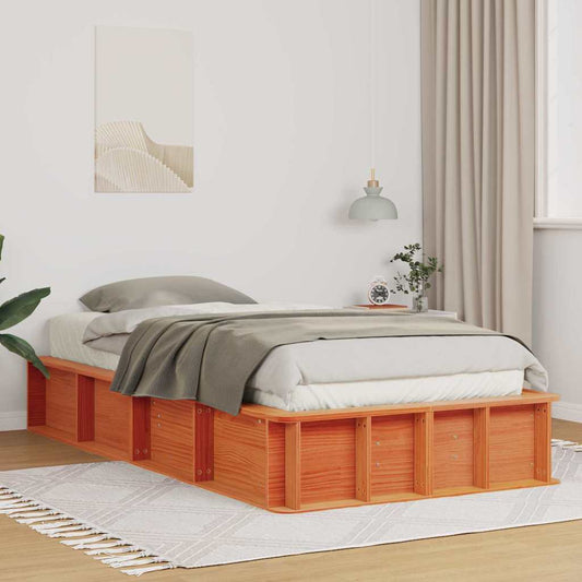 vidaXL Bed Frame Wax Brown 80 x 200 cm Solid Pine Wood