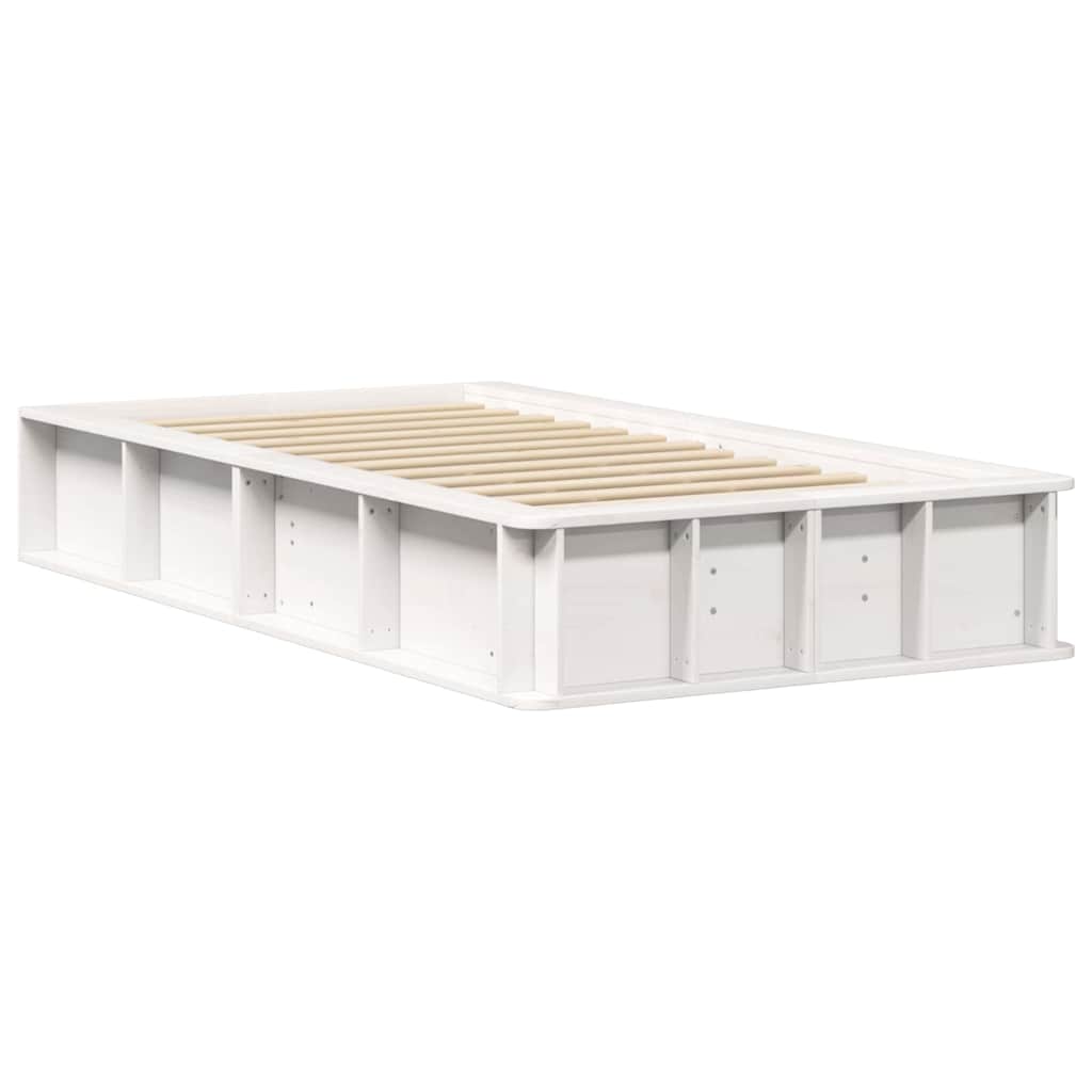 vidaXL Bed Frame White 90 x 190 cm Solid Pine Wood