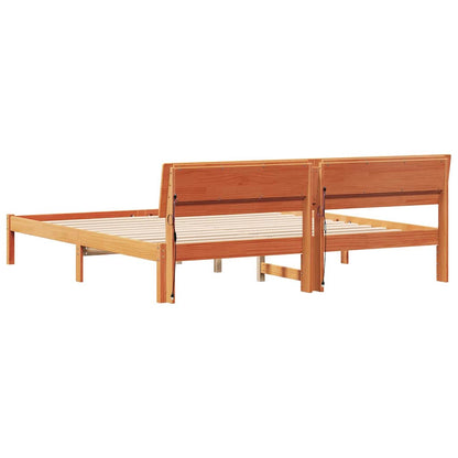 vidaXL Bed Frame with Headboard Brown 200 x 200 cm Solid Pine Wood